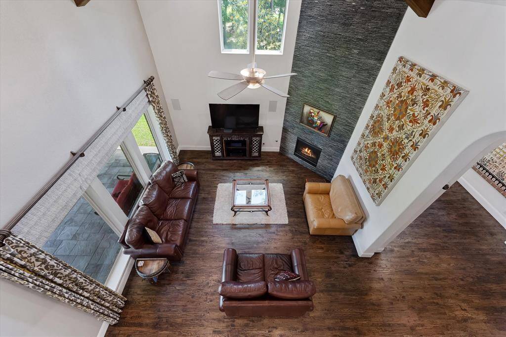 View of the living room from the up-stairs landing
