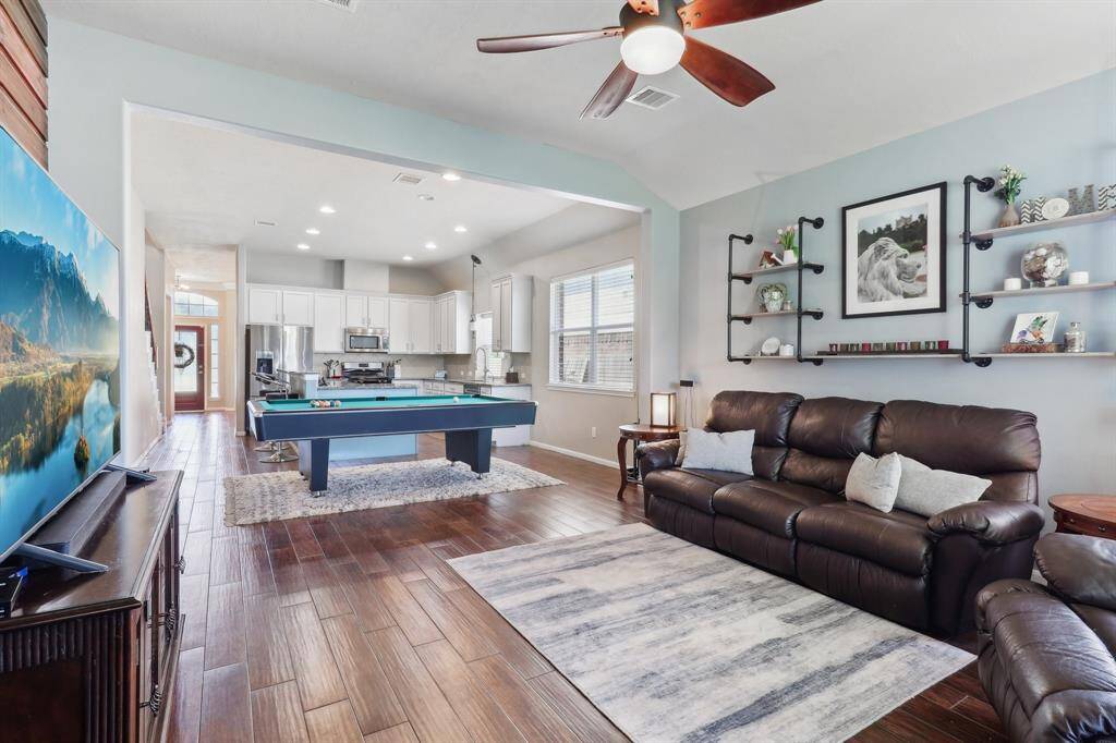 Flow seamlessly from the kitchen to living.