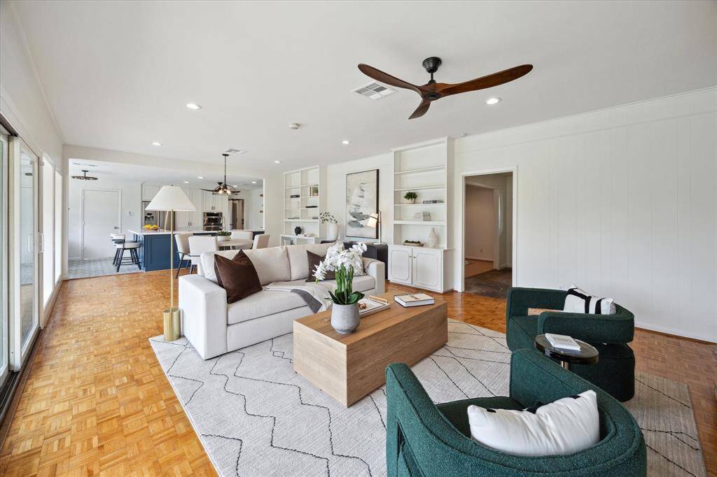 This generous living room is the perfect space for gathering with family and friends.