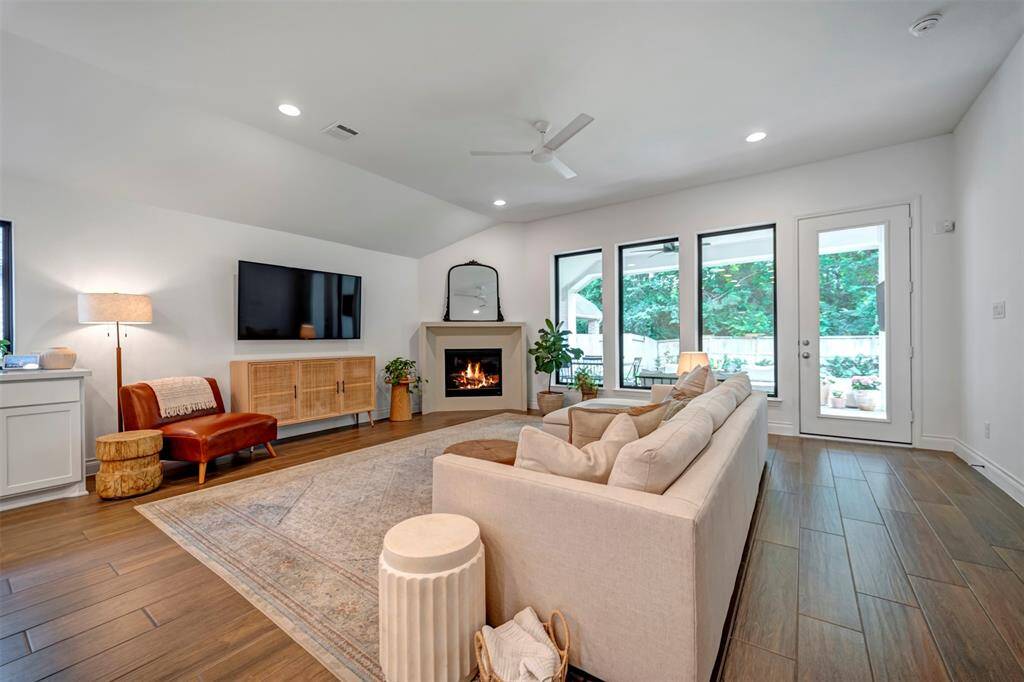 Enjoy views from the family room into the private backyard.