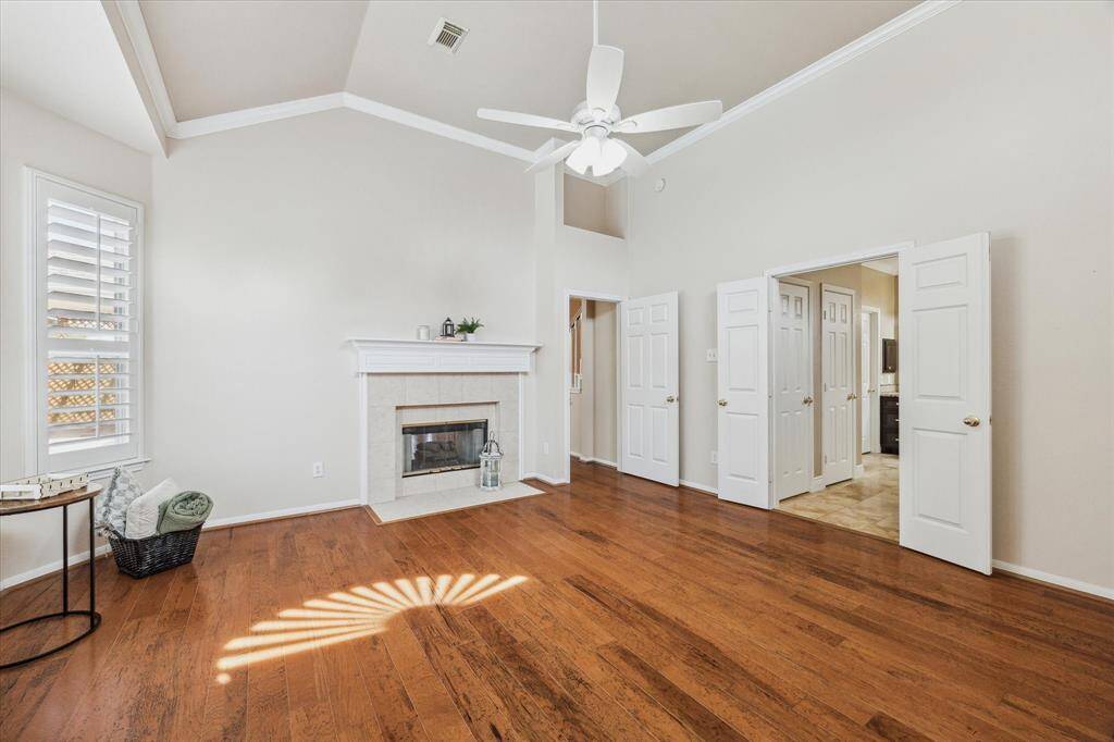 Large Primary space with bay window and fireplace for the perfect cozy feeling