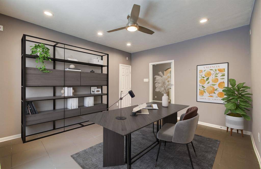 2nd primary virtually staged as office, wall and floor colors are untrue