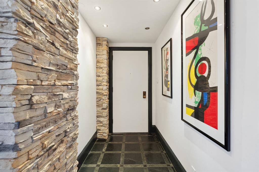 Entry with stone floors.