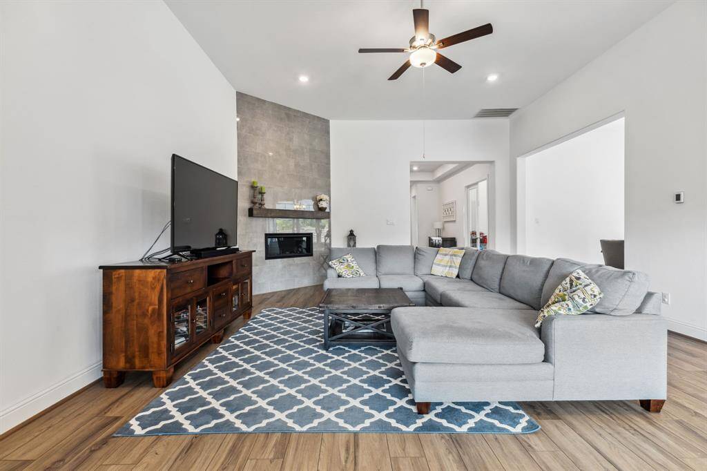 View looking towards the entry way with the dining area to the right.