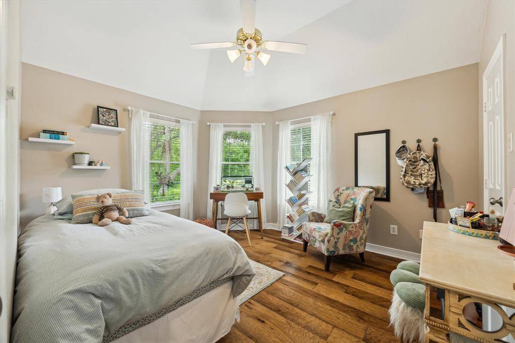 Upstairs bedroom. Engineered wood flooring.