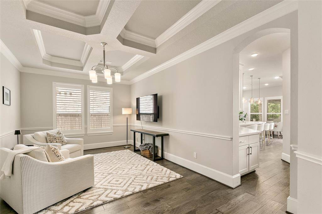 Spacious playroom just steps away from the kitchen and family room.