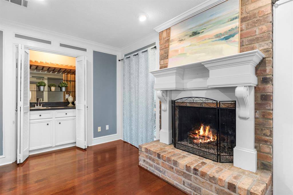 A gas fireplace is waiting to warm you on cool days, and to create ambience on chilly evenings.