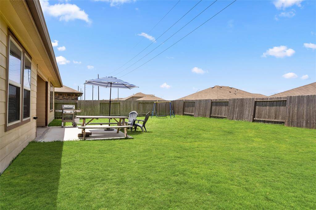 Enjoy endless possibilities in this generously sized backyard—ideal for entertaining, play, or simply soaking up the sun. With a dedicated patio setup for grilling and outdoor dining, this space is ready for your next gathering.
