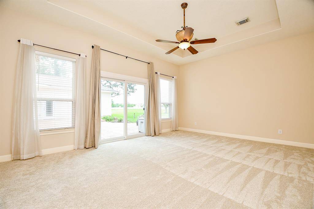 Primary bedroom has new carpet
