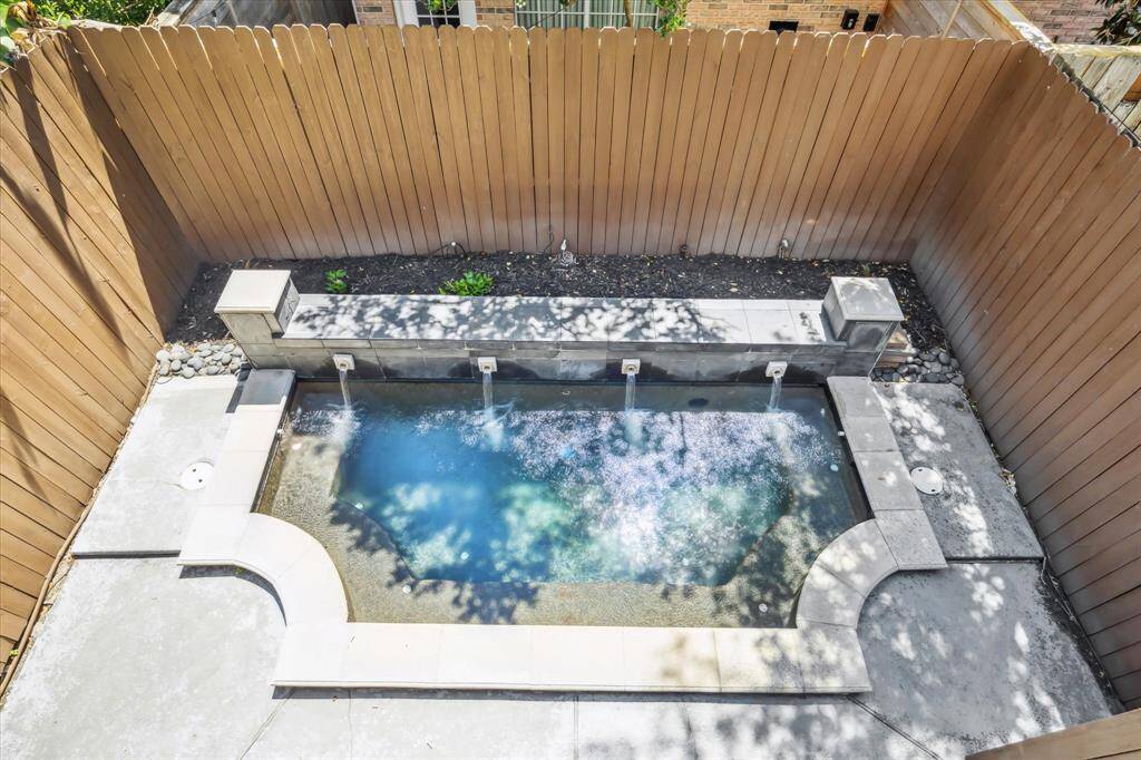 View of the pool from the second-floor balcony.