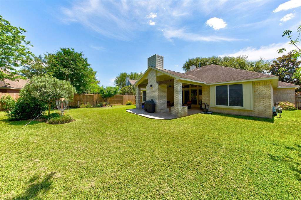 Large patio complete with propane fireplace and a spot for TV.