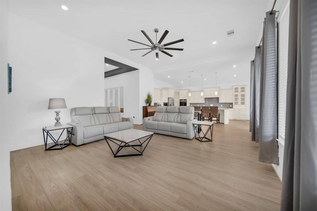 The Living Room is open to the amazing kitchen and dining area.