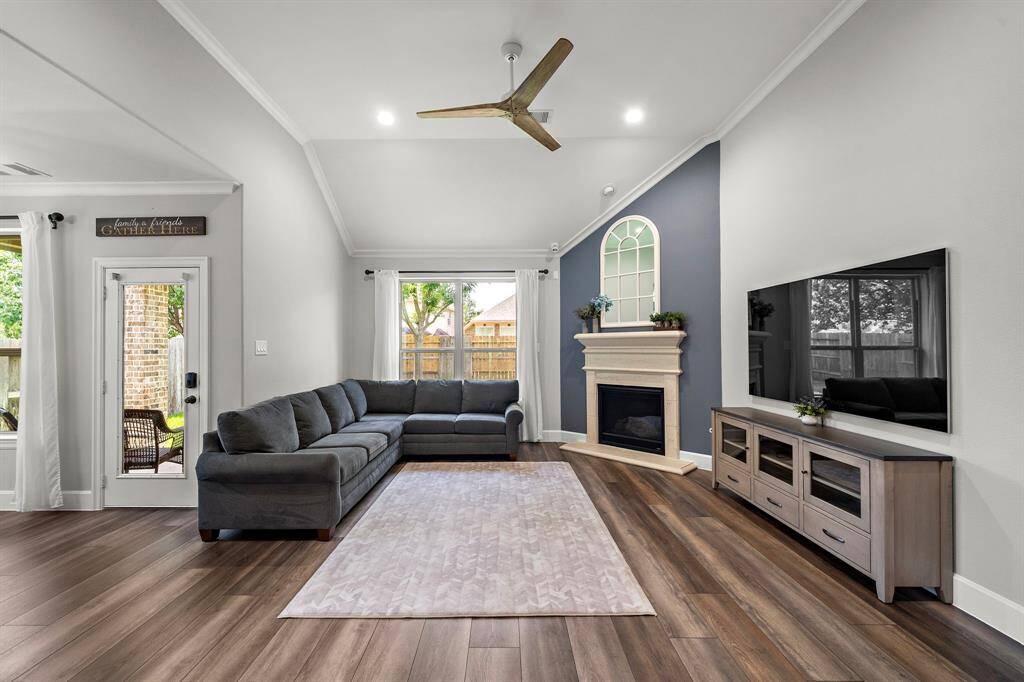 Upgraded ceiling fan adds comfort and style.