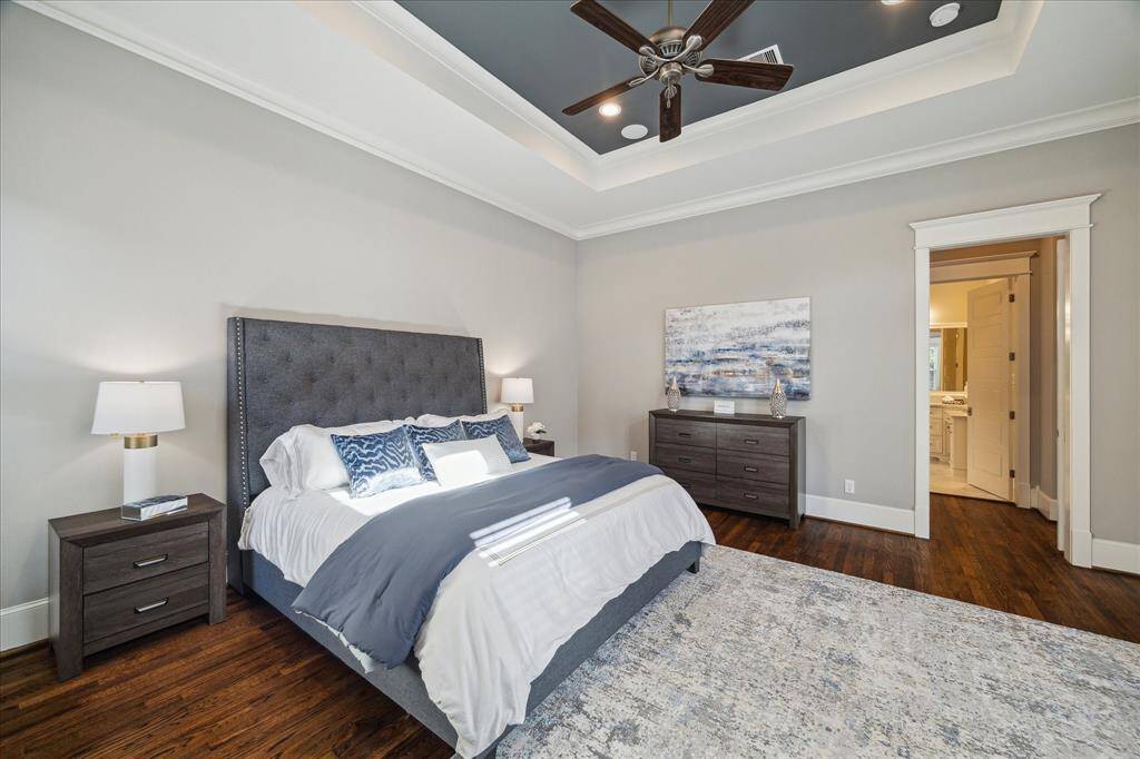 Primary bedroom is completely secluded from the rest of the home.