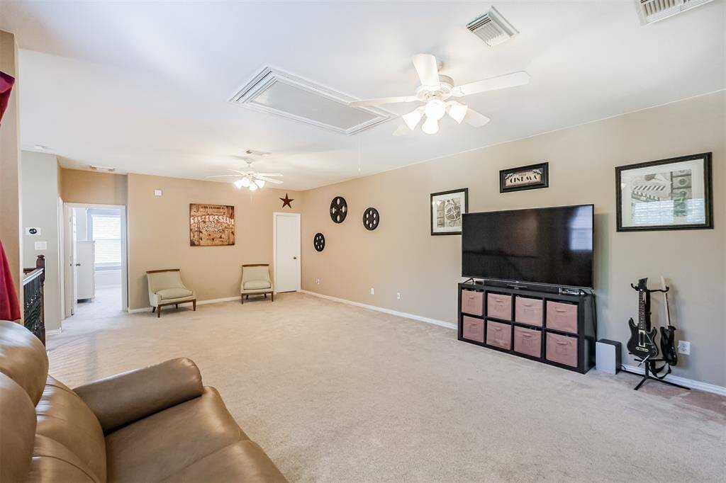 Spacious game room ideal for a play area or cozy upstairs living space.