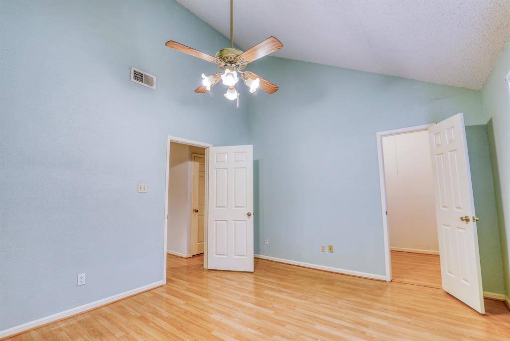 Laminate floors continue throughout the first floor for low-maintenance living.