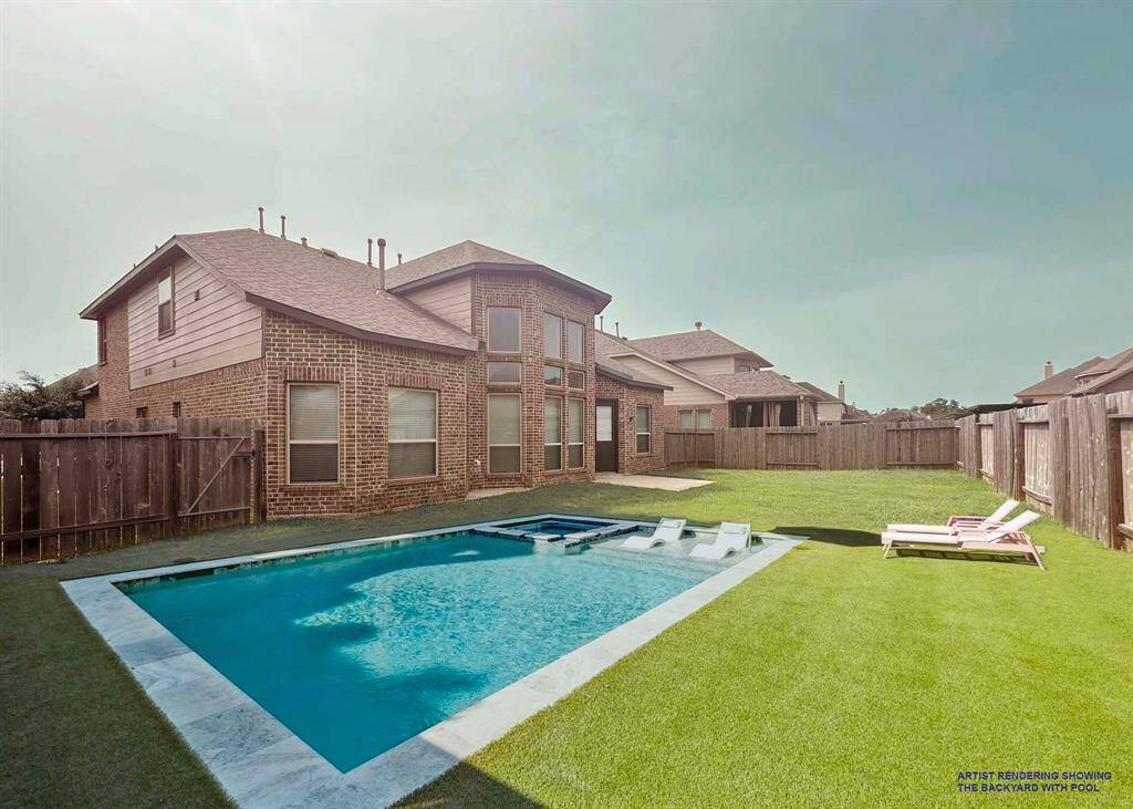 Backyard - Artist Rendering shown the pool.