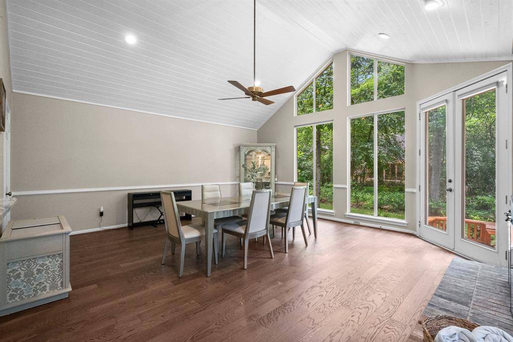 Game room is located off the family room with double doors leading out to the backyard! Current owners are using it as an additional dining space/piano room.