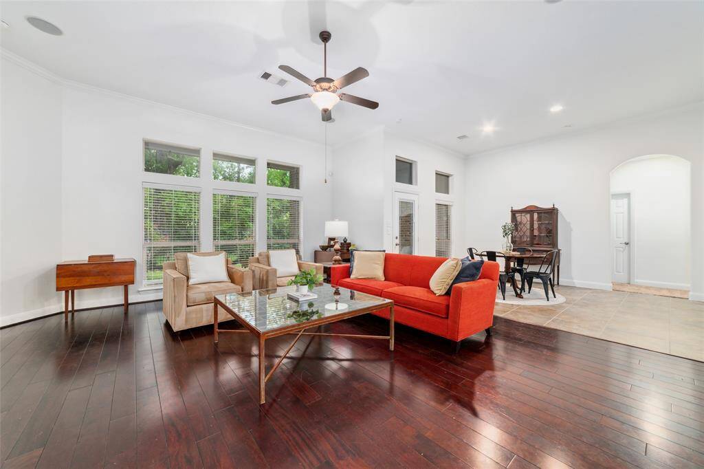 The large, open living room is the perfect place to entertain.