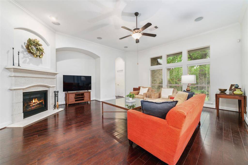 Just past the living room is the primary bedroom.