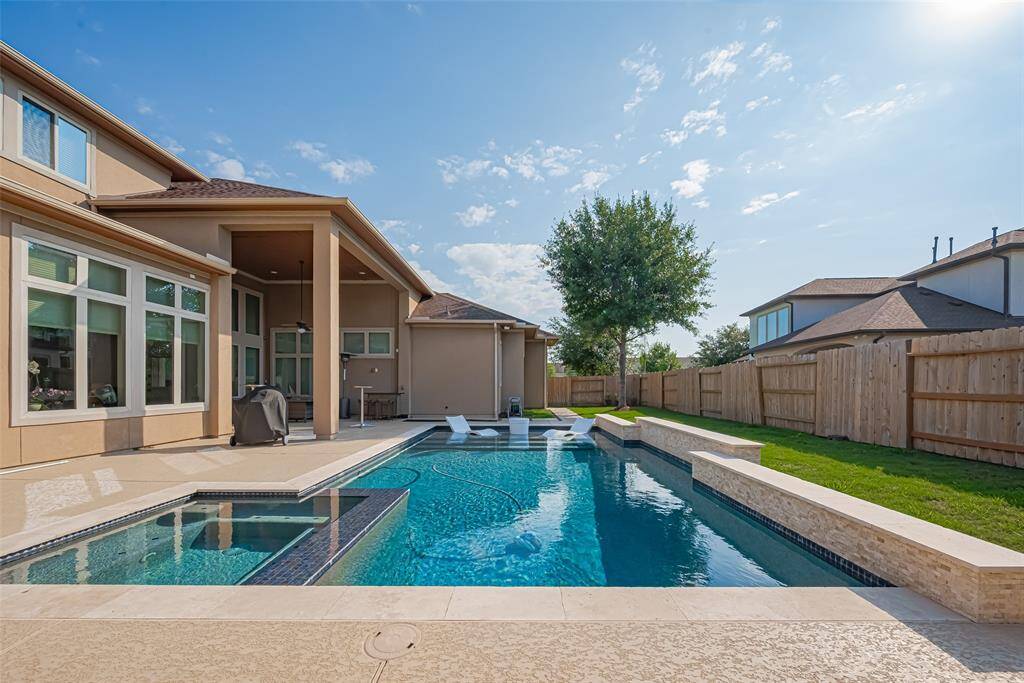 Relax in the bubbling Jacuzzi.