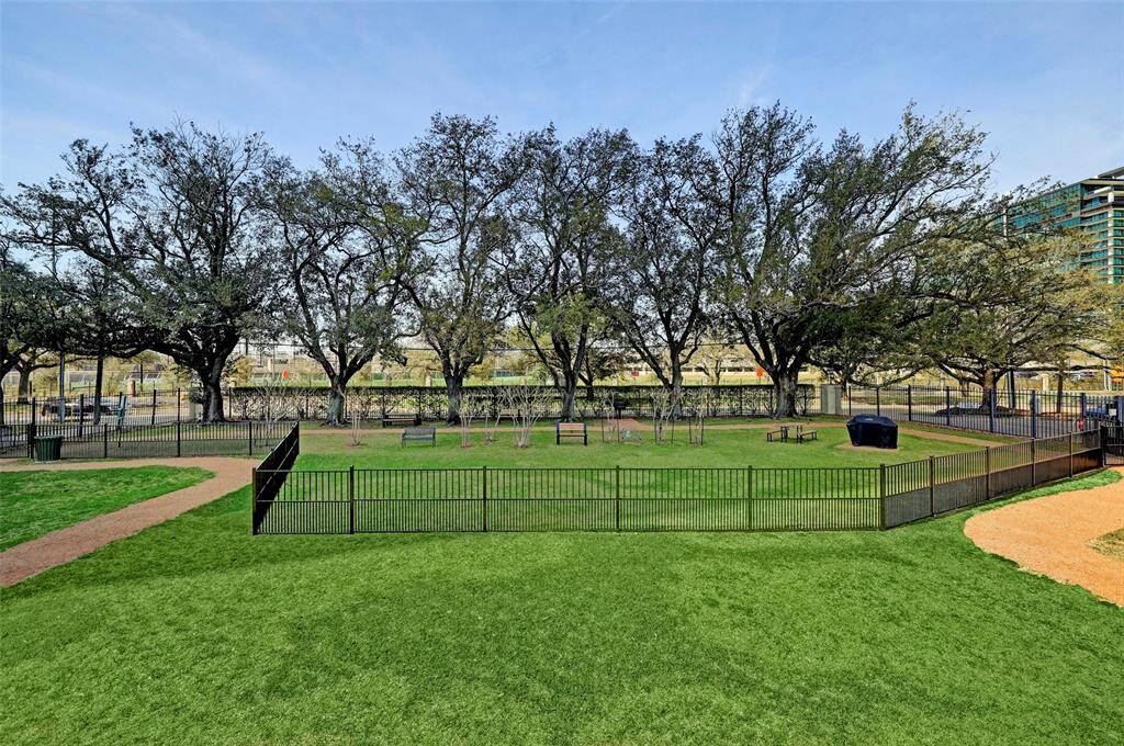 North Park with enclosed leash-free dog park, gas grill, and picnic tables.