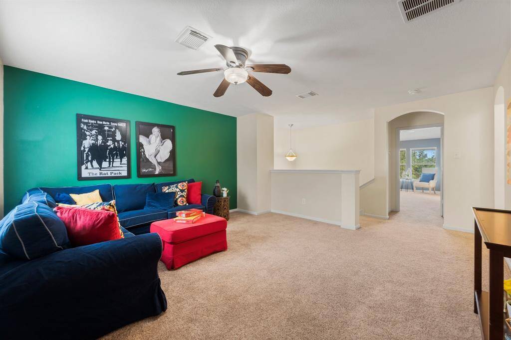 At the top of the stairs is this fun game room!