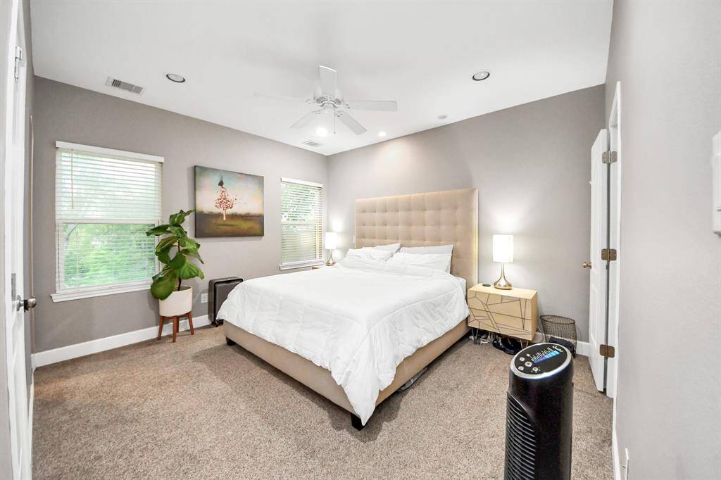 Primary bedroom has a spacious walk in closet.