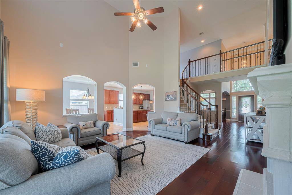 Amazing double height ceilings through living room