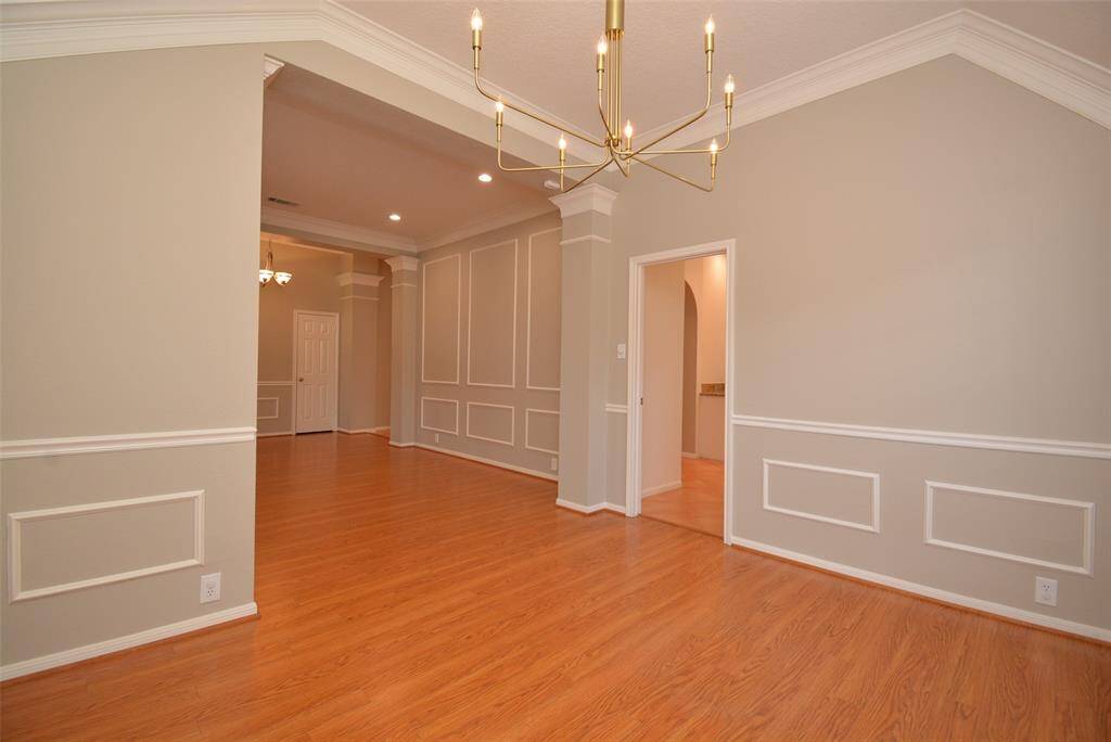 New beautiful large chandelier in dining room