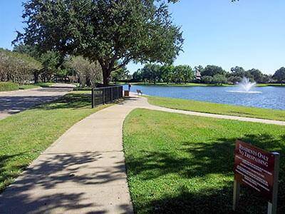 Go for a walk or a run each morning around two beautiful lakes with water features.