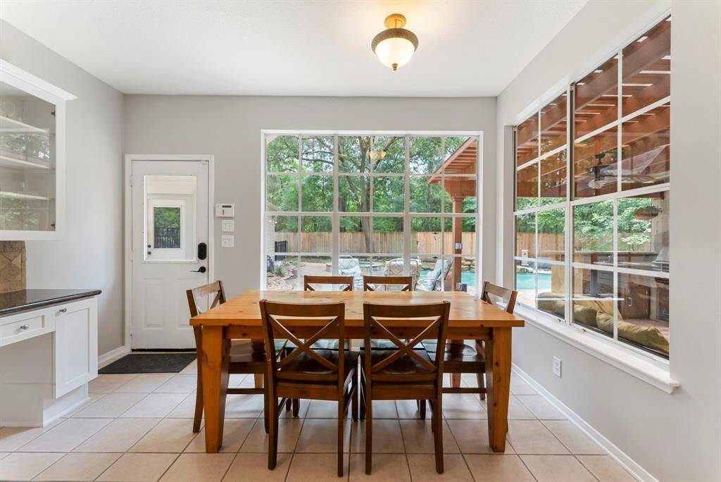 The breakfast room overlooks the fabulous backyard!
