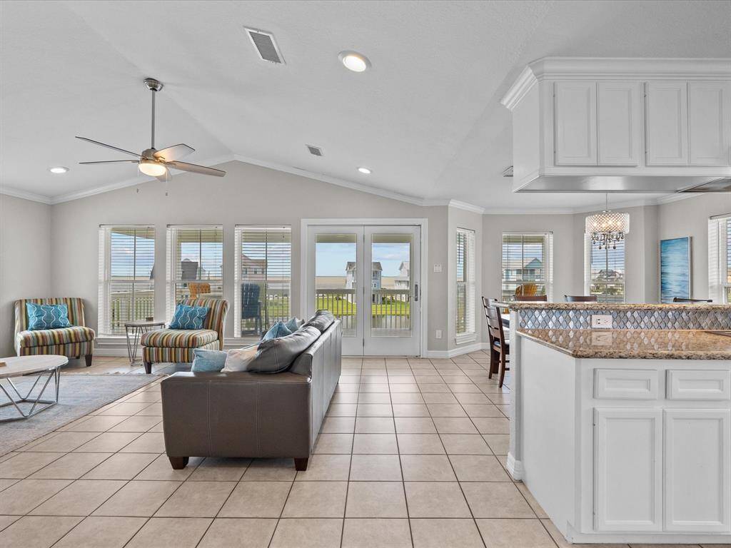 With seamless flow to the living and dining areas.