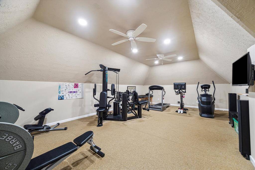 There is a steel beam under the flooring to support the extra weight of the equipment. The flooring is cork for sound absorption. This would be a great man cave or hobby room.
