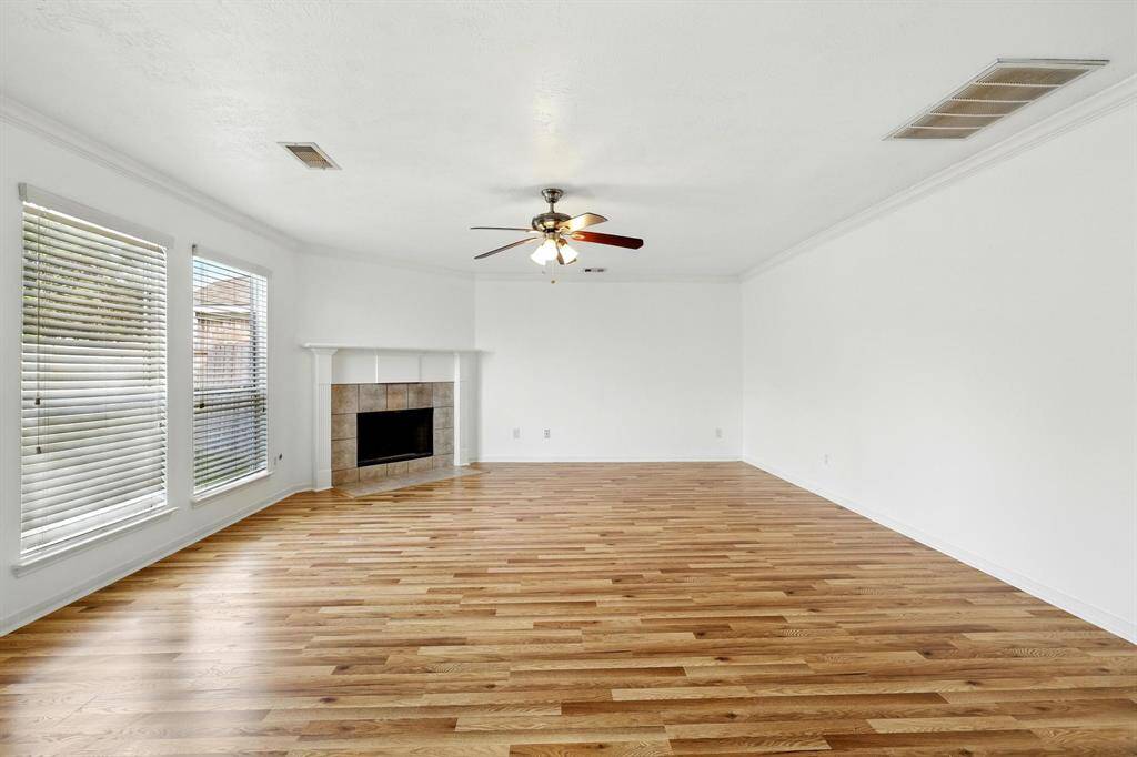 Family room with gas log fireplace