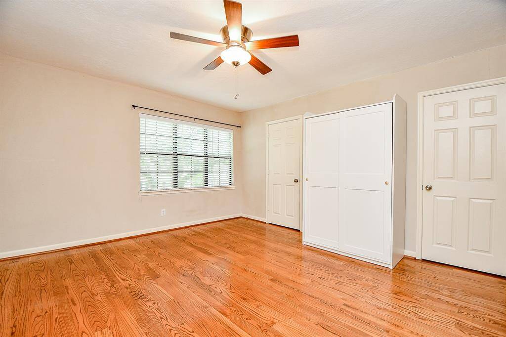 Double closets and extra storage space.