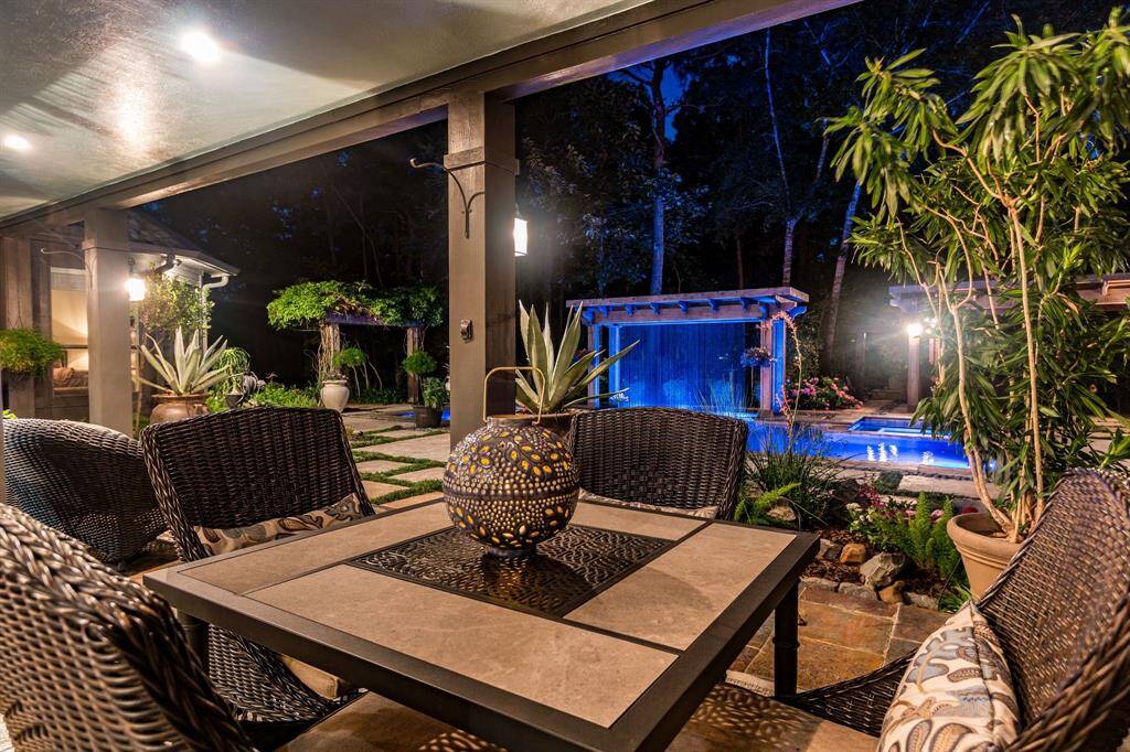 Dinner al fresco! With the sound of the rain shower... no outdoor dining area can beat what you have at home!