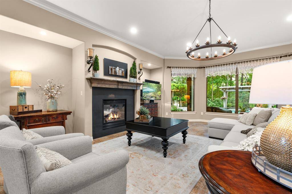 The heartwarming fireplace is perfect for our cooler weather.
