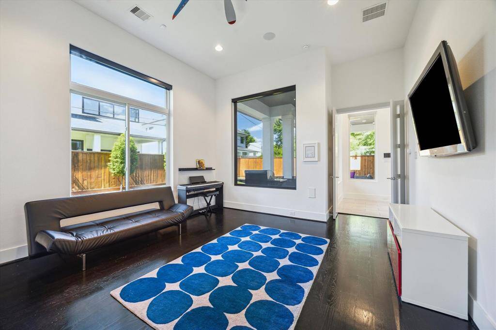 This secondary bedroom is tucked quietly on the first floor offers privacy and comfort.  Perfect for multi-generational living, guest, or long-term stays.