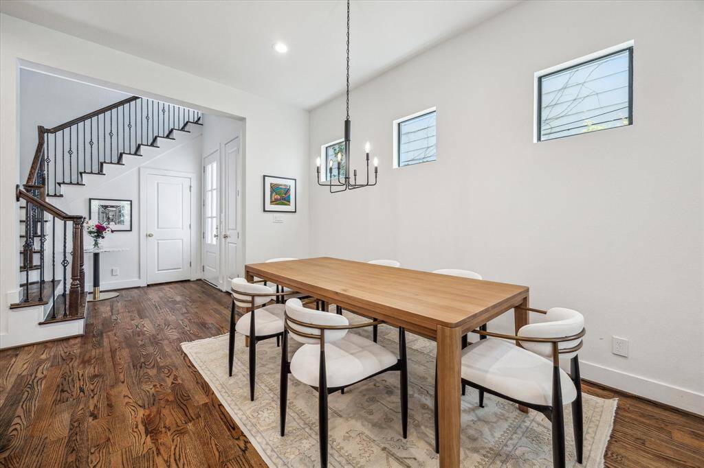 The dining area with plenty of space for a large table to host dinner with friends.