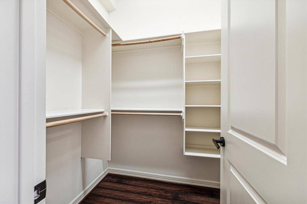 Two separate closets exist for the primary and could be used as his and hers.