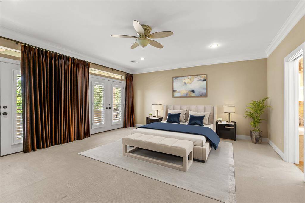 The primary bedroom is virtually staged.