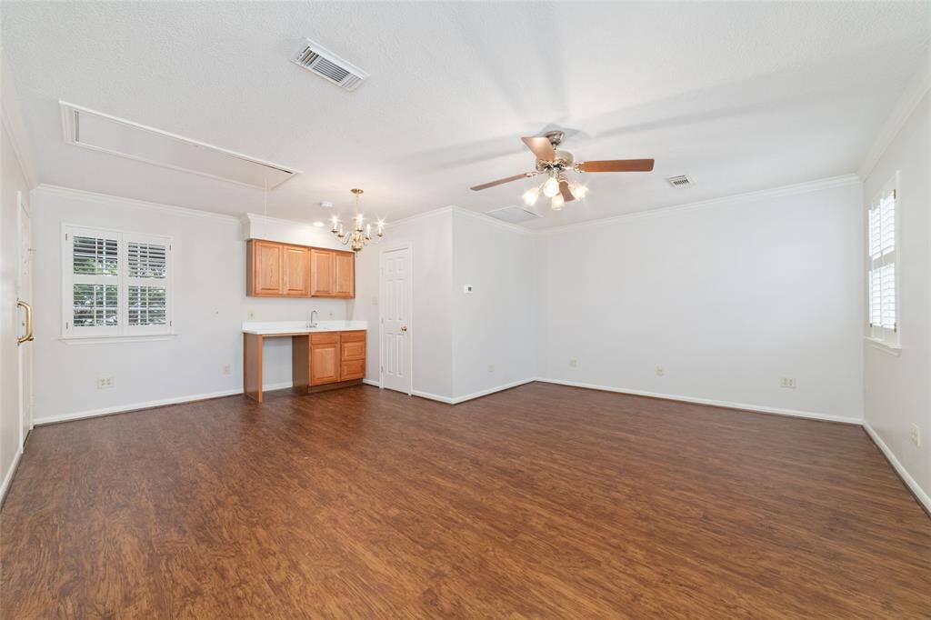 Garage apartment with kitchenette. Room for small frig and microwave.