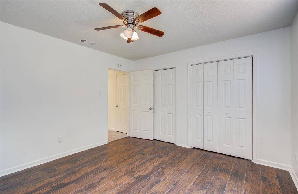 Third bedroom has two double door closets
