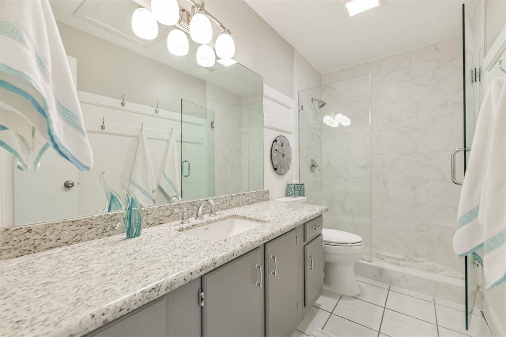 Bathroom 1 with large vanity.
