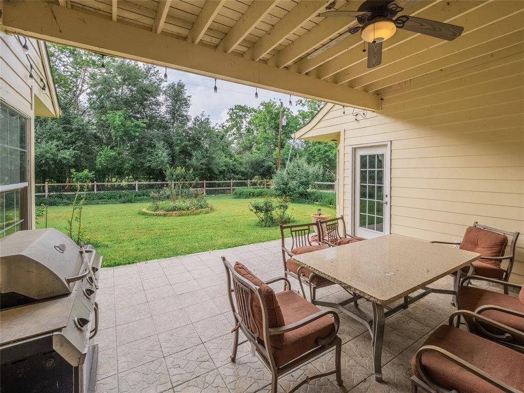 Large covered back patio.