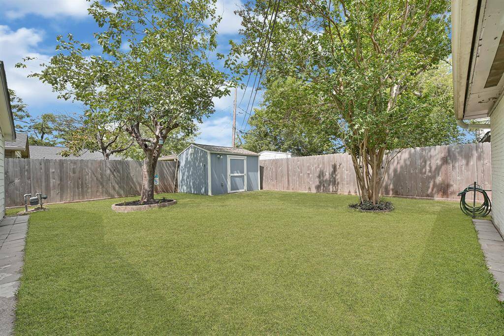 Backyard with large shead