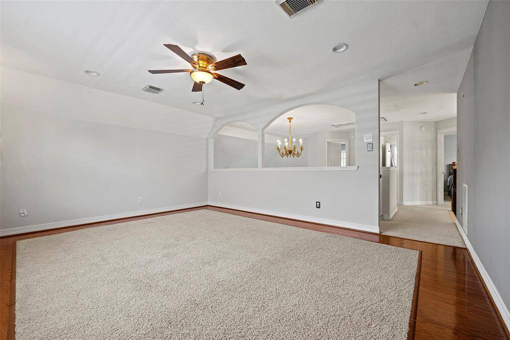 The game room space upstairs provides you with many options to utilize this space.