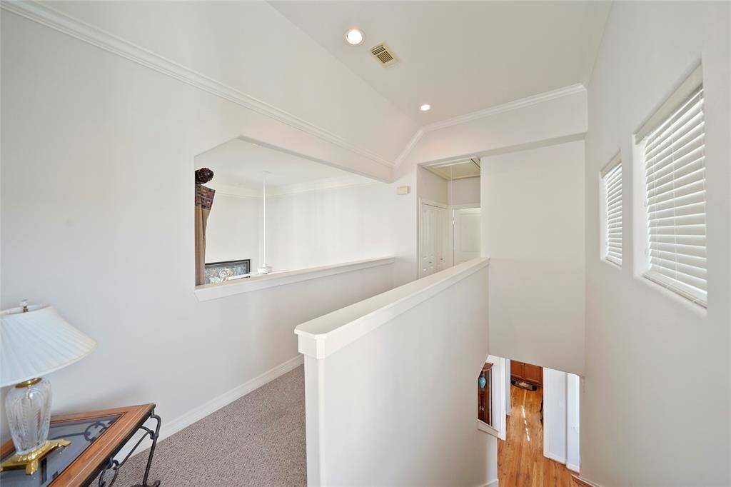 The upstairs hall way leading to the master bedroom.