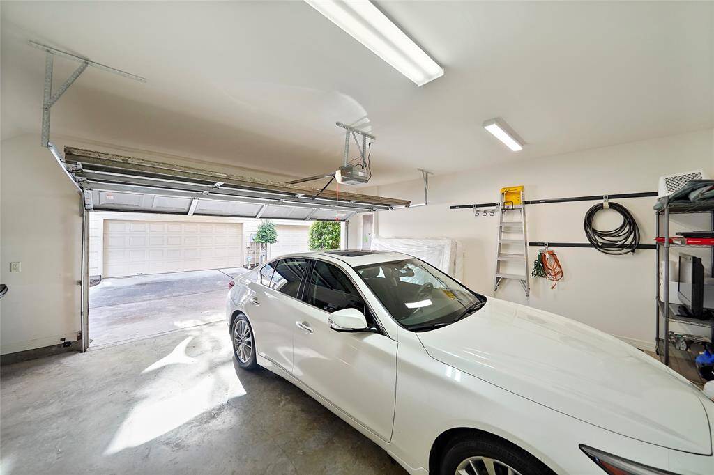 The two car garage also has additional storage space.